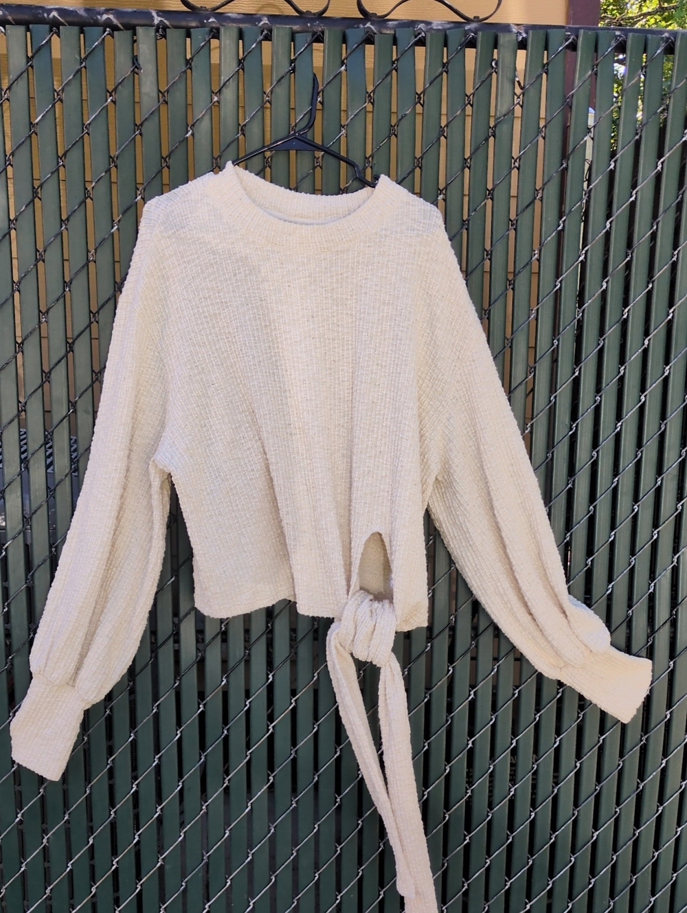 Free People Beach Collection Cream Tie-Front Knit Sweater